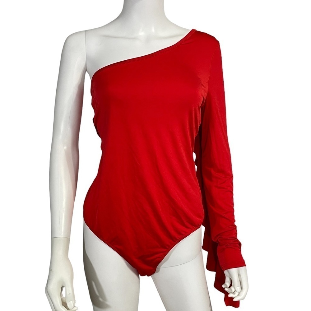 Women’s Red One Sleeved Raffle Bodysuit
New - Picture 2 of 5